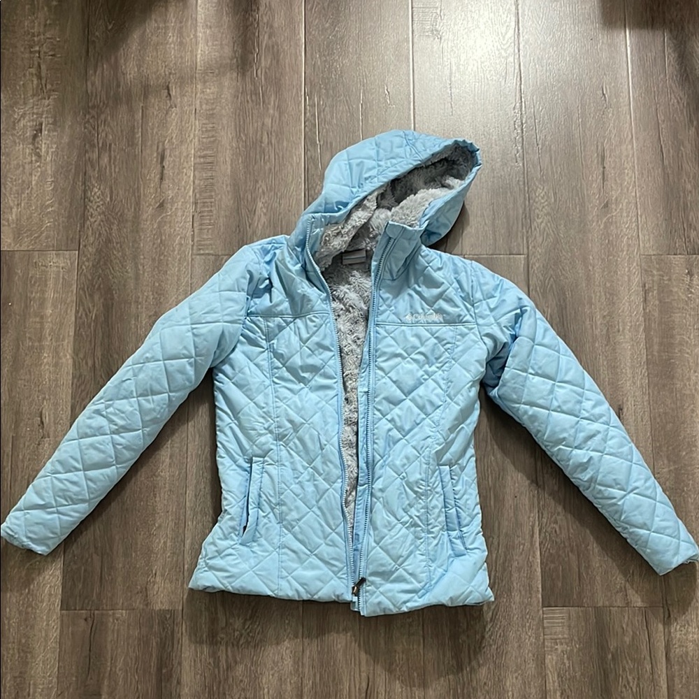 Columbia Light Blue Quilted Hooded Jacket